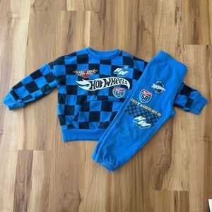Hot Wheels Kids' Blue Checkerboard Matching Sweatshirt & Joggers Set